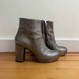 Metallic silver boots with heel size 8